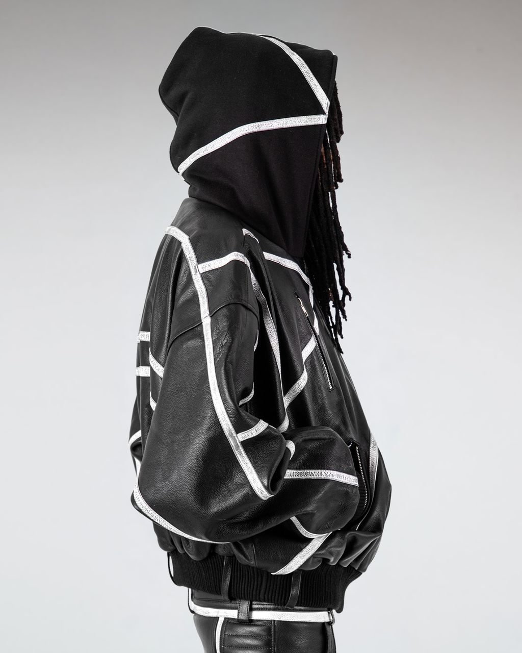 "PRYZM" WHITE LEATHER BOMBER