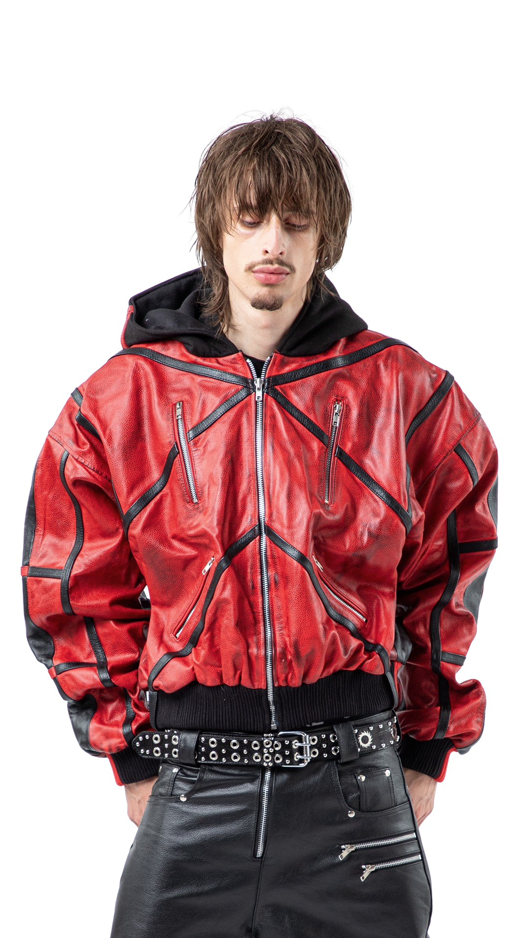 "PRYZM" 2TONE RED/BLACK LEATHER SET