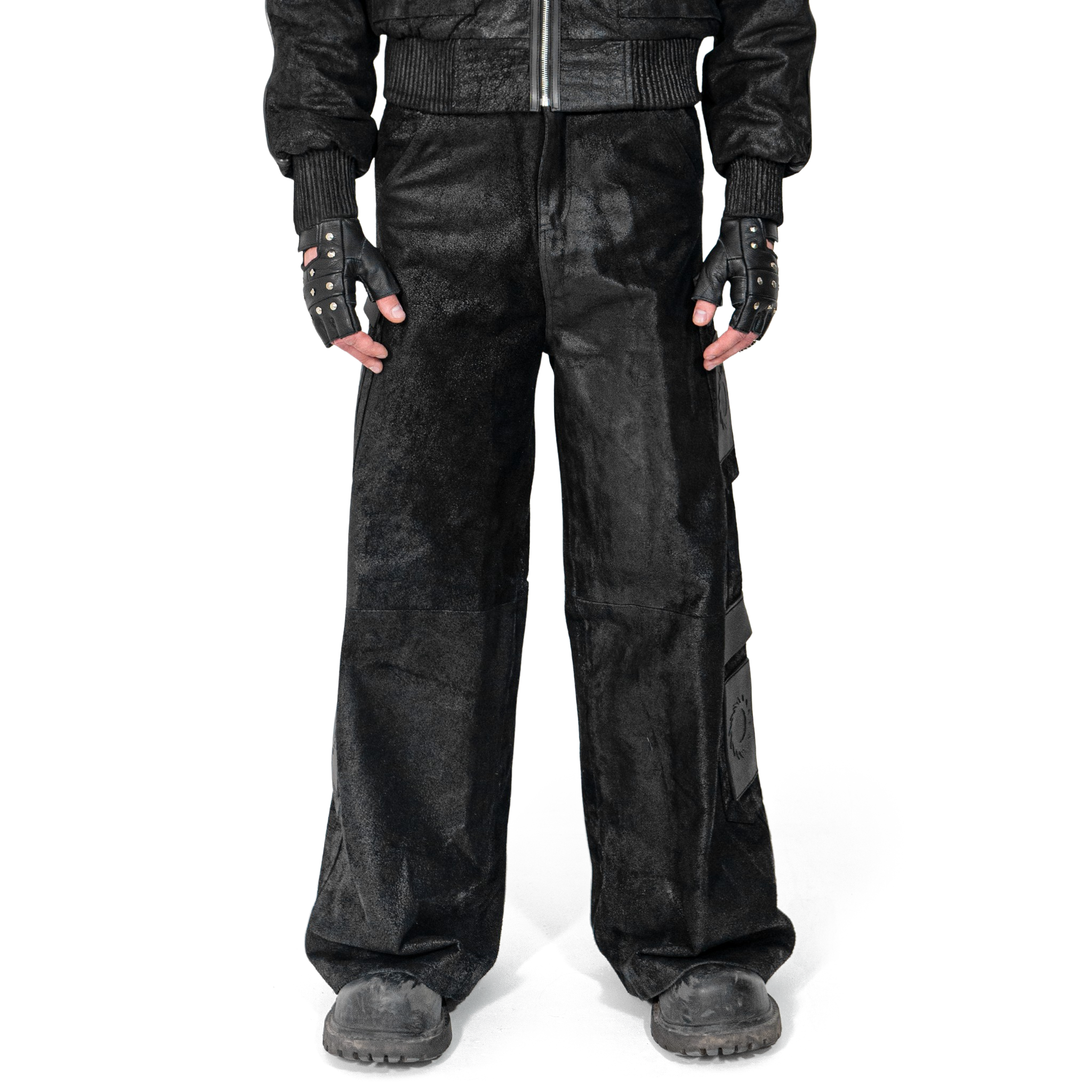 CRACKED LEATHER PANTS