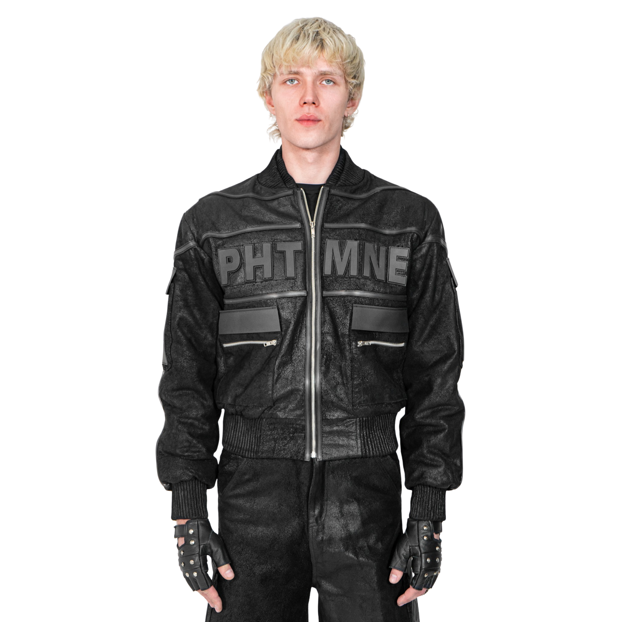 CRACKED LEATHER BOMBER