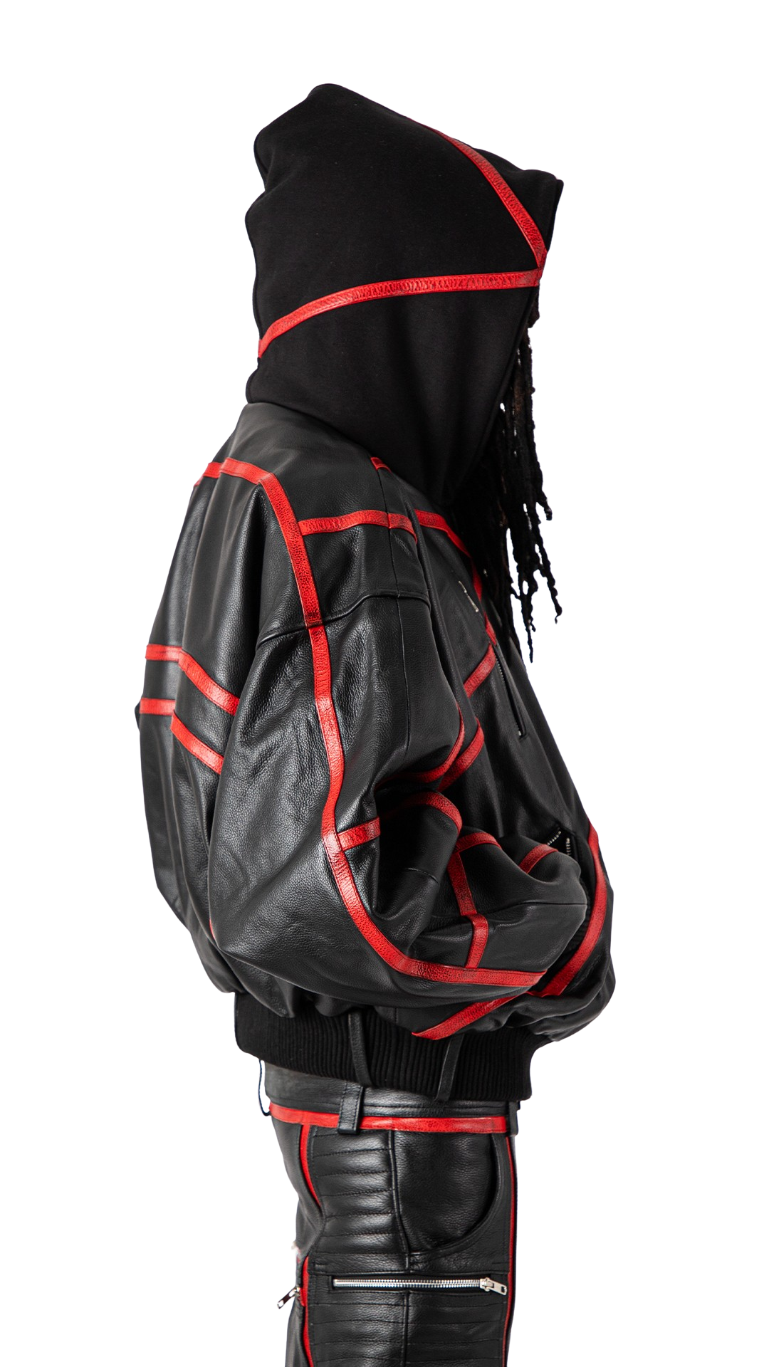 "PRYZM" RED LEATHER BOMBER