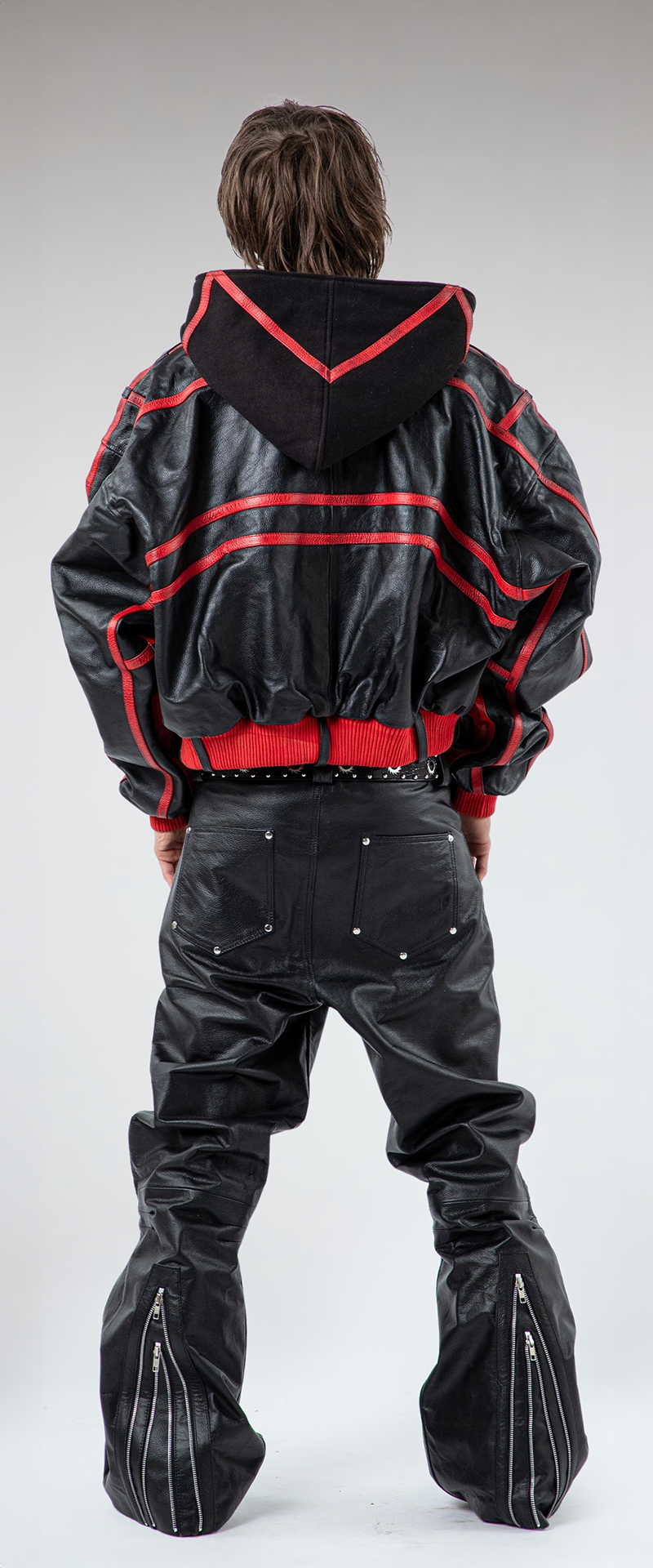 "PRYZM" 2TONE RED/BLACK LEATHER SET