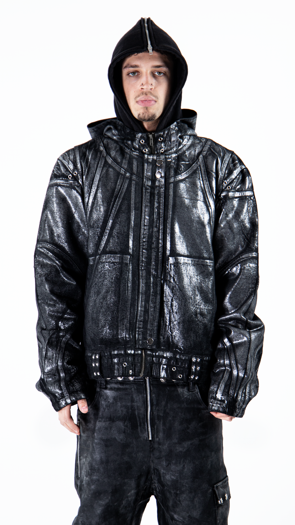 CRACKED DENIM PAINTER JACKET