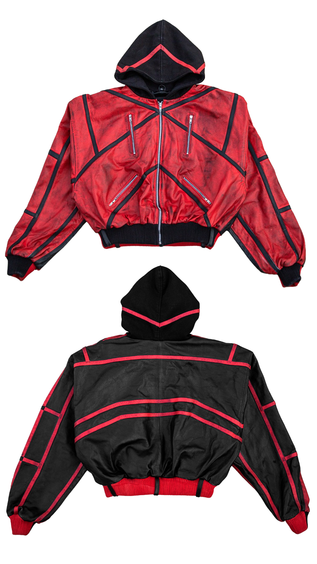 "PRYZM" 2TONE LEATHER BOMBER