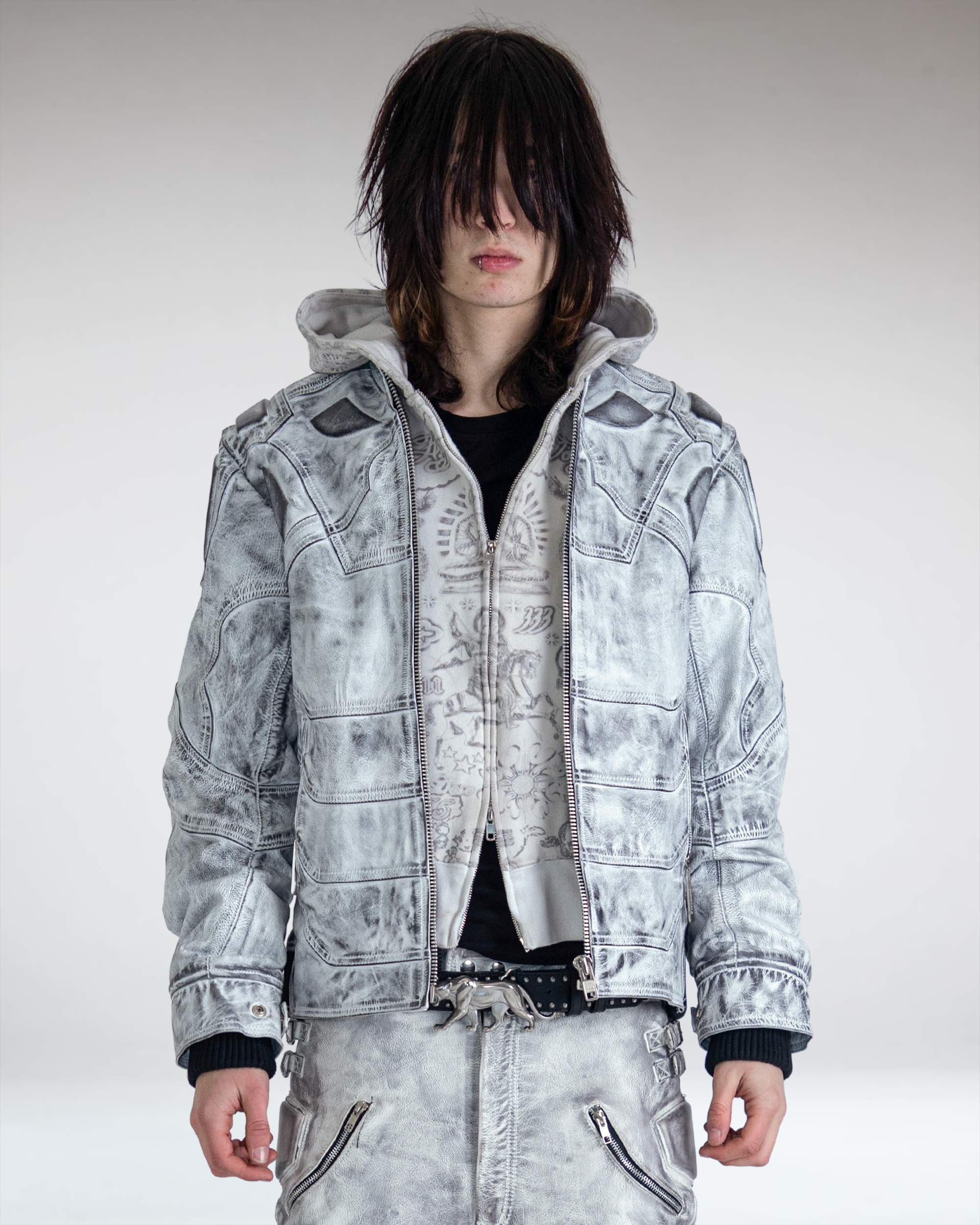 MECH WHITE LEATHER JACKET