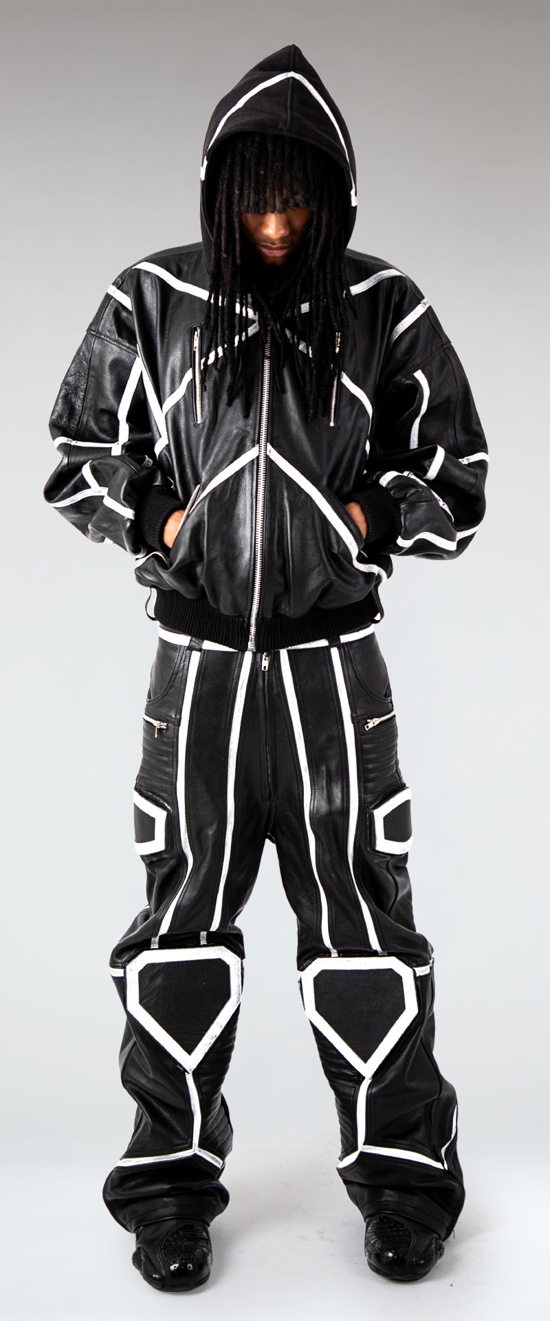 "PRZYM" WHITE/BLACK LEATHER SET