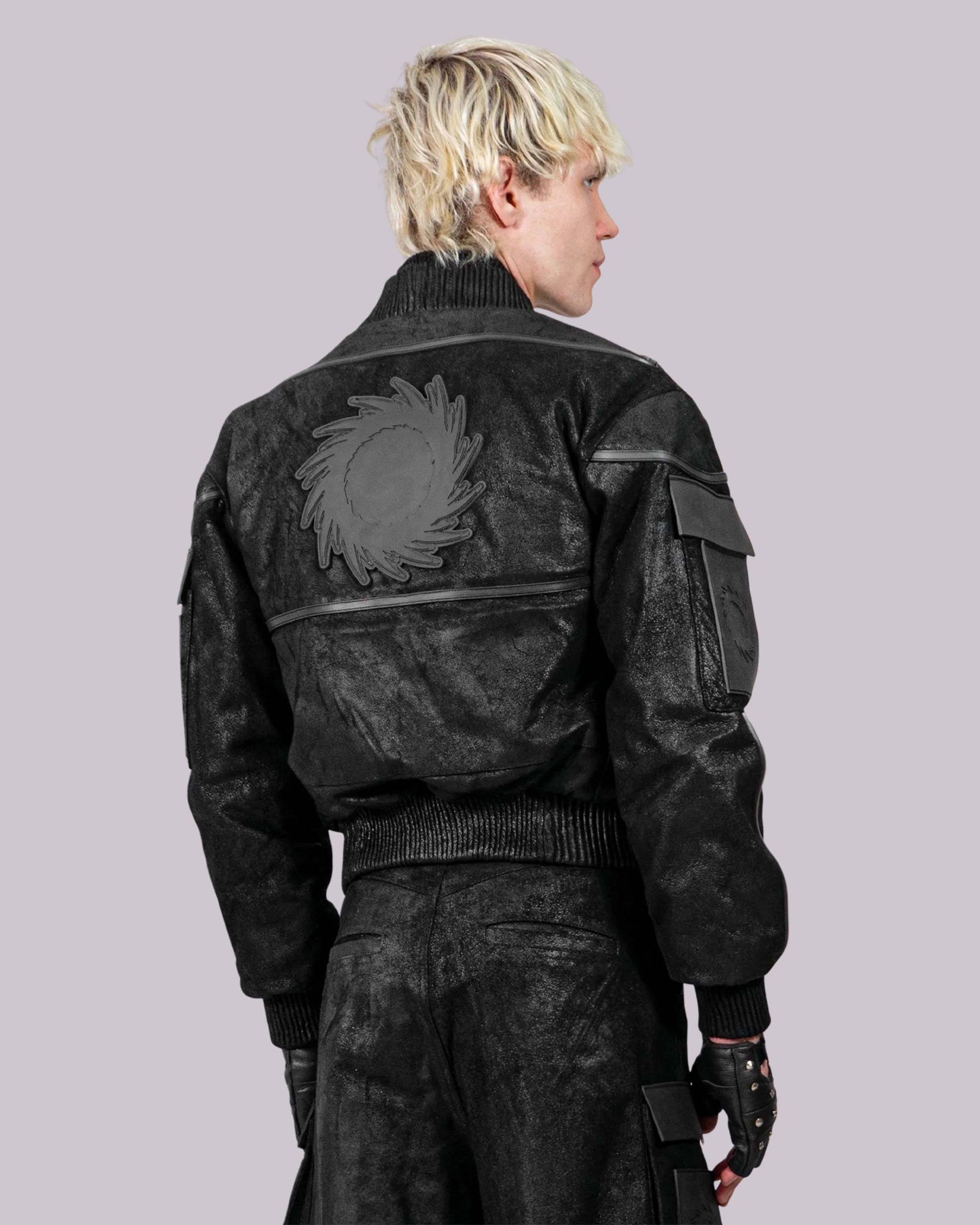CRACKED LEATHER BOMBER