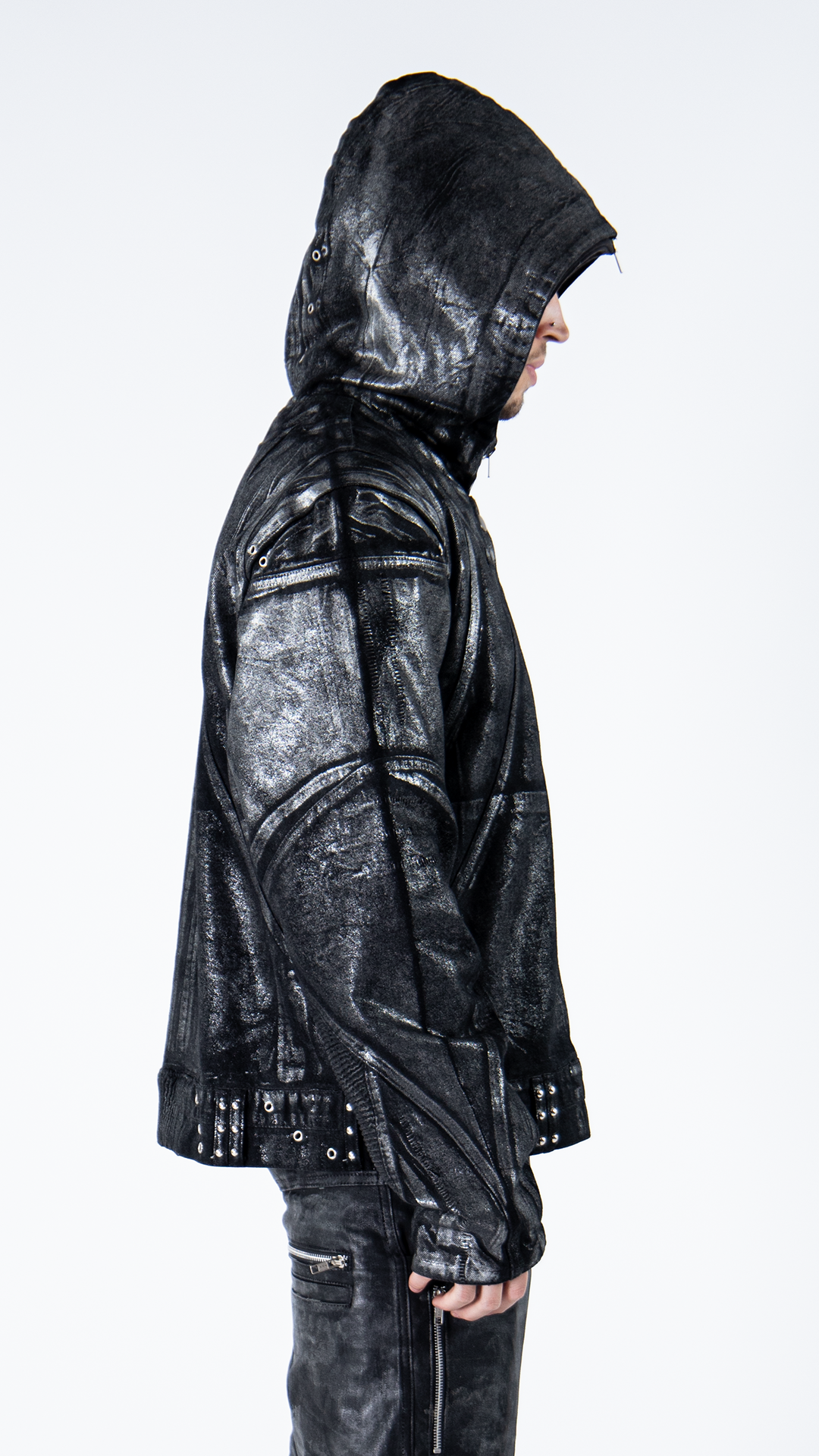 CRACKED DENIM PAINTER JACKET