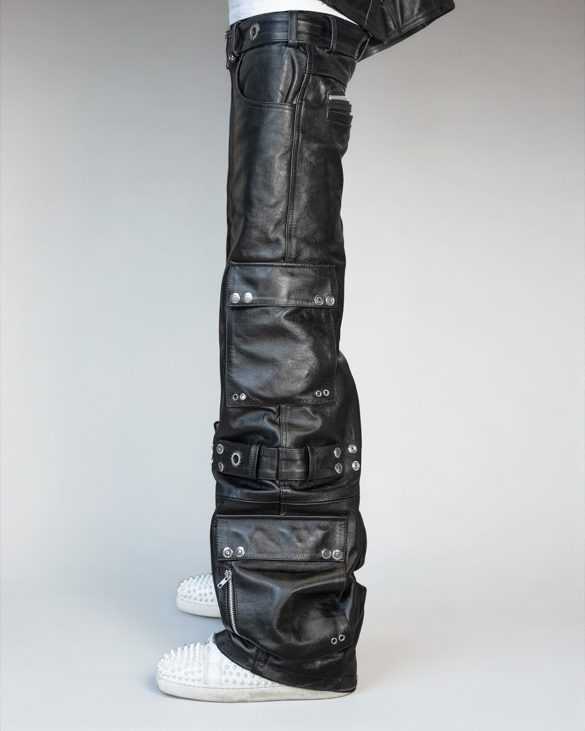 MECH BLACK LEATHER CARGOS